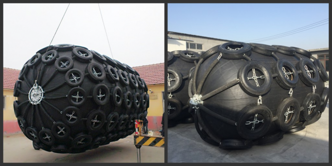Ship To Ship Pneumatic Boat Rubber Fender With Tyre Chain Net 0